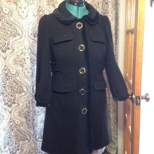JUICY COUTURE Black Peacoat Swing Coat 3/4 Sleeve